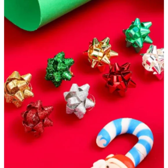 Christmas Bow Earrings Christmas Red Smooth Bow Studs New Shiny Holiday Earrings - Picture 9 of 11